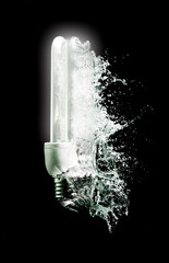 light bulb drops into water