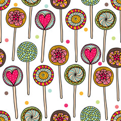 Naklejki  Cute seamless pattern with lollipops.