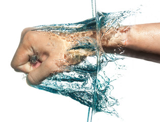 Fist through the water - Powered by Adobe