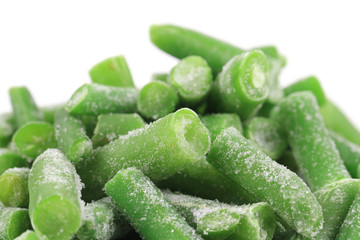 Group of frozen french beans.