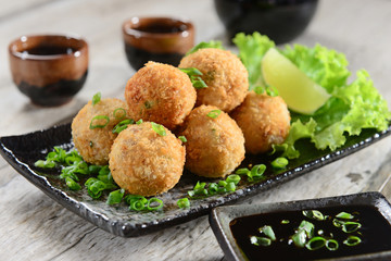 Crispy salmon balls