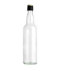 Glass bottles isolated on white background.
