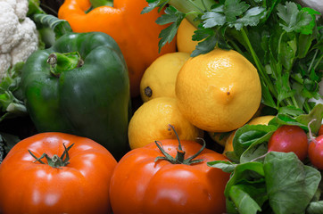 fresh vegetables in wicker tray