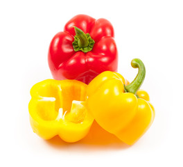 Fresh colored capsicum isolated on white background