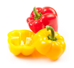 colored paprika peppers isolated on white background