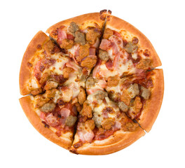 Tasty pizza on a white background.