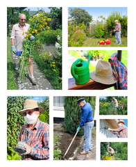 Rentner bei Gartenarbeit