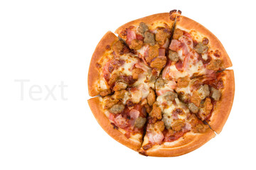 Tasty pizza on a white background.