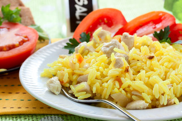 rice with chicken meat