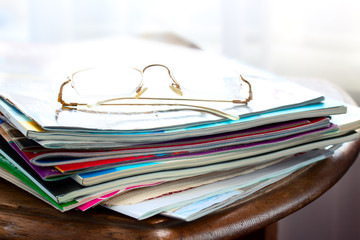 magazines on the table