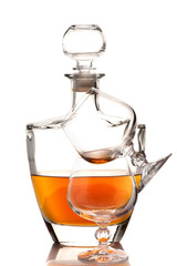 Cognac brandy bottle and glasses