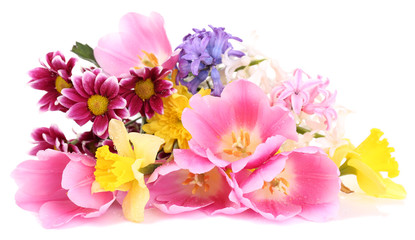 Beautiful flowers in vase isolated on white