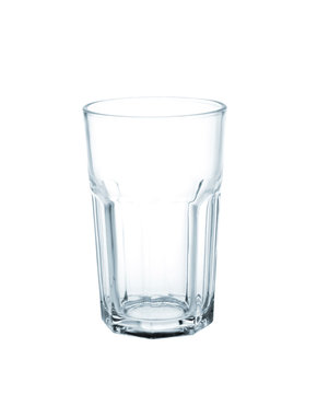 Empty glass on white.