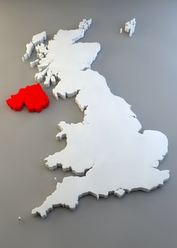 Mappa Regno Unito, divisione regioni, Irlanda del Nord