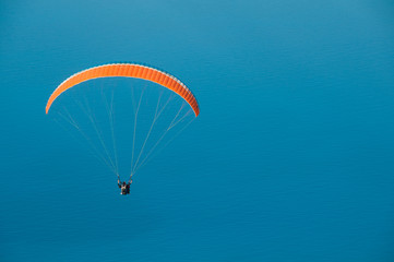 Paragliding in Turkey. Panoramic view on Mediterranean.
