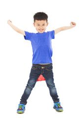 smiling super child hero open arms