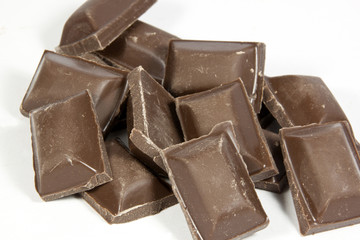 Slab of Dark Chocolate Broken into Individual Squares
