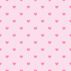 Seamless pink lace pattern with hearts.