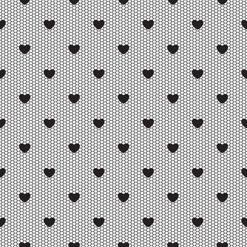 Fototapeta Seamless black lace pattern with hearts.