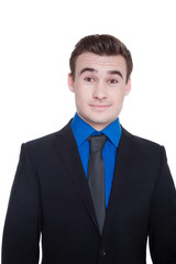 Geschäftsmann blickt überrascht Porträt