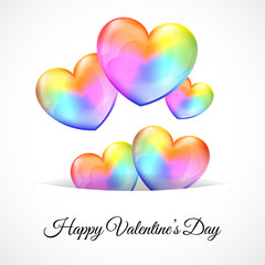 Background with Multicolor Heart Balloons