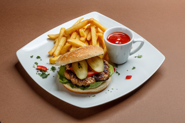 Burger and fries