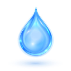 Blue shiny water drop. Vector illustration