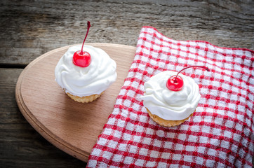 Cupcakes with whipped cream