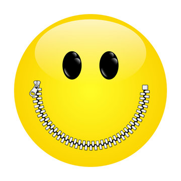 Smiley mit Reißverschluss als Mund – Vektor/freigestellt