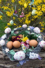 Osterkranz vor Forsythien