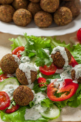 Falafel on salad leaves