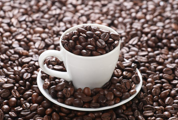 cup with coffee beans