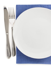 plate, knife and fork at napkin