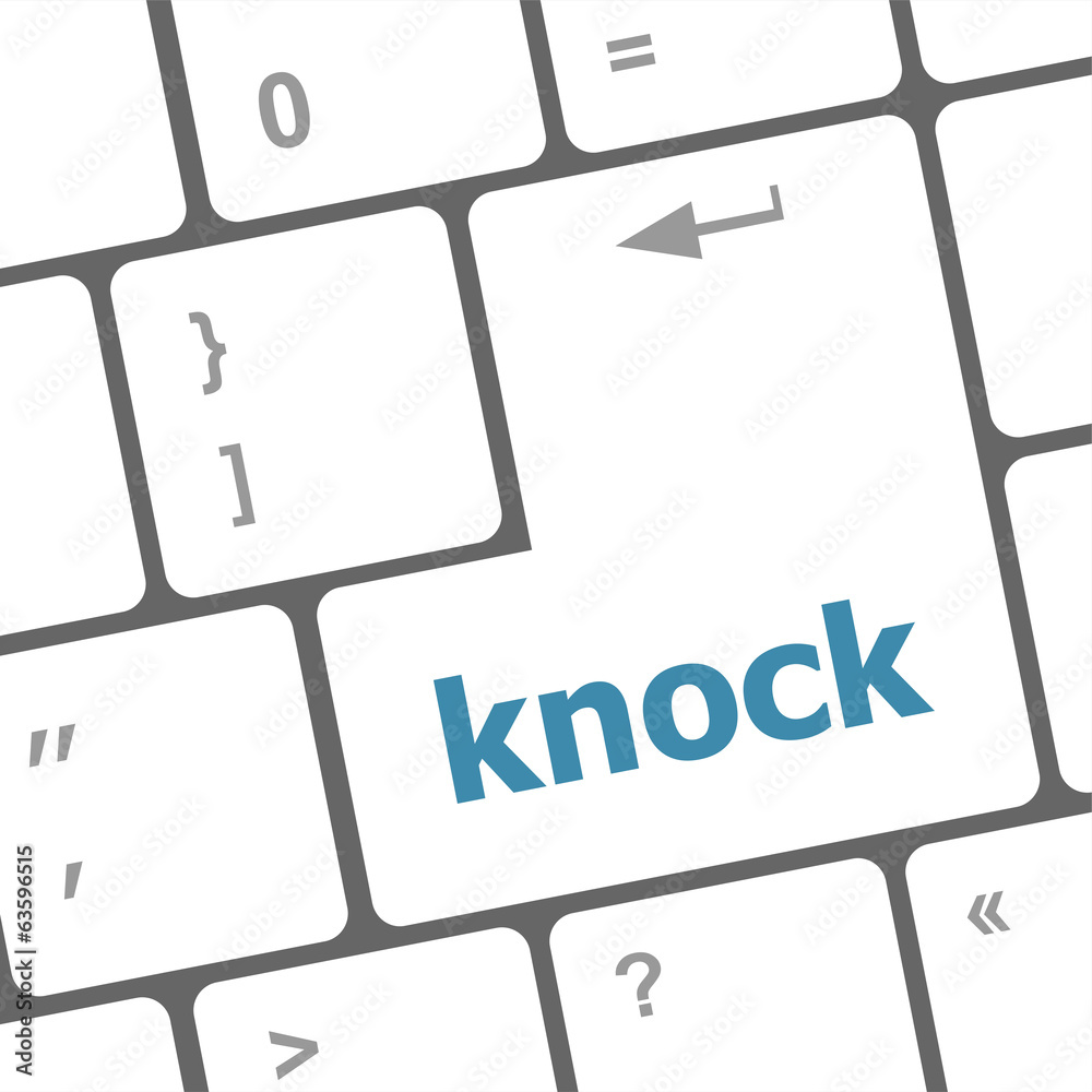 Poster knock word on computer keyboard keys