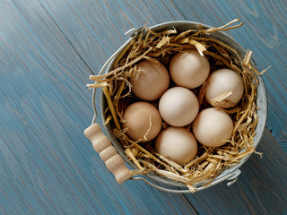 Bucket of fresh eggs