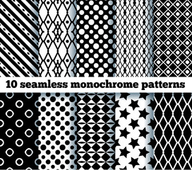 10 seamless monochrome patterns. EPS10, no gradient, no transpar