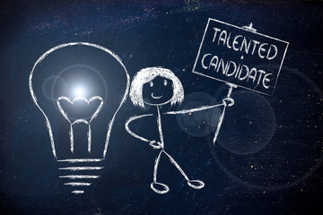 girl with ideas and knowledge: talented candidate