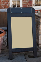 Blank event or menu board outside a hotel, restaurant