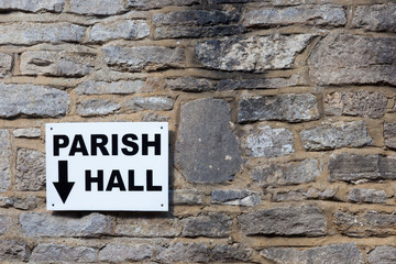 Sign for Parish Hall on a slate wall