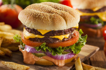 Beef Cheese Hamburger with Lettuce Tomato