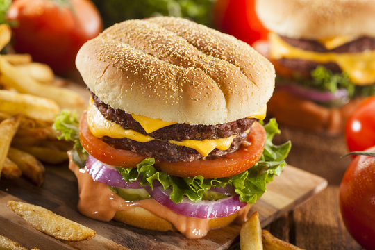 Beef Cheese Hamburger with Lettuce Tomato