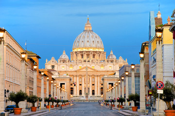 St. Peter's Basilica at dawn, Rome Italy