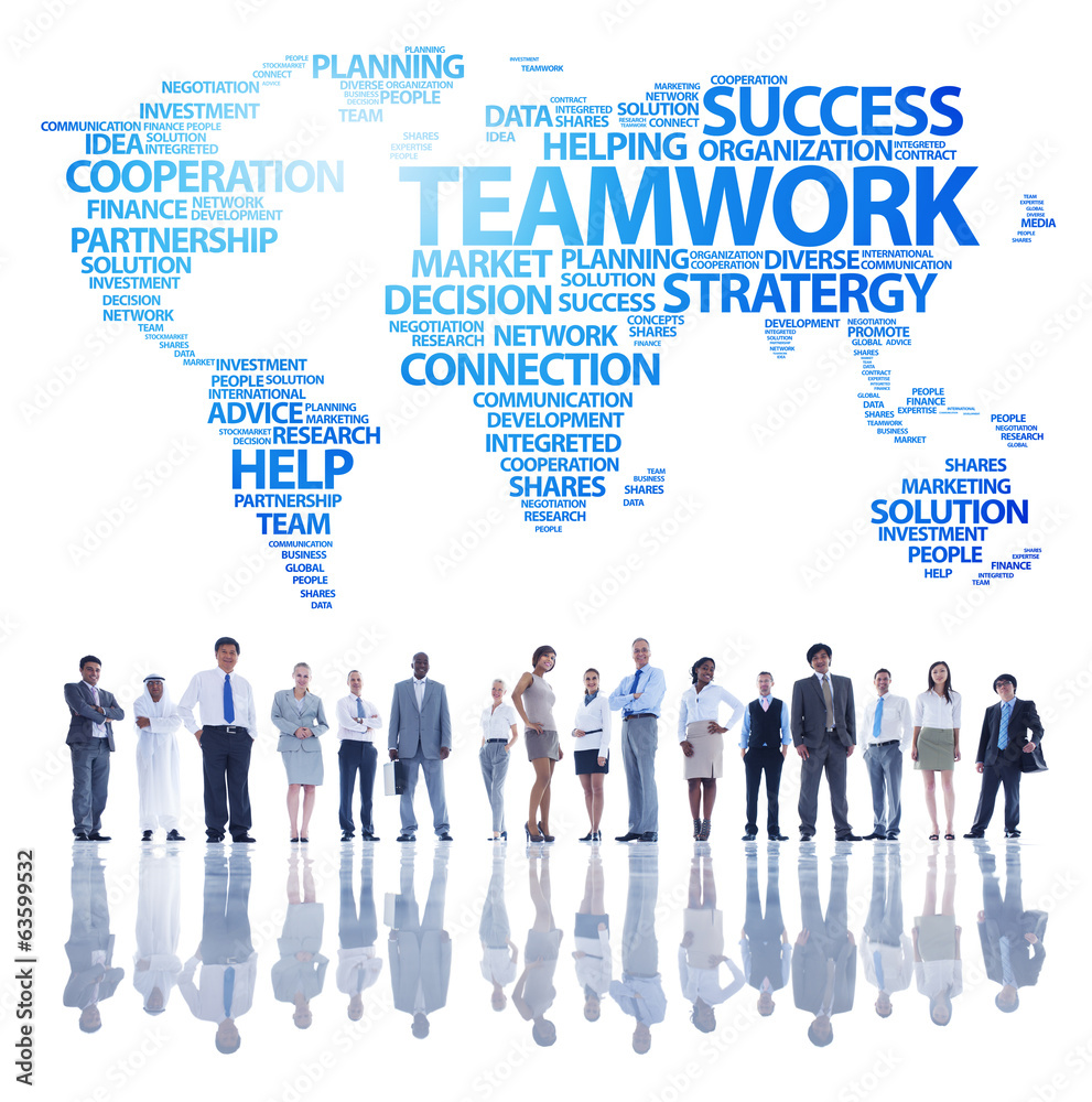 Canvas Prints business teamwork with woeld map - Canvas Prints