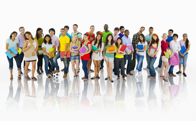 Large group of international students smiling