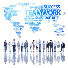 Business Teamwork with Woeld Map
