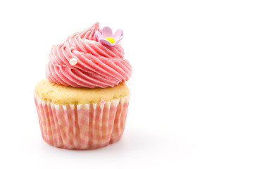 Vanilla cupcakes isolated white background
