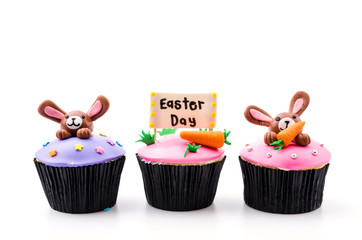 Easter cupcakes isolated white background