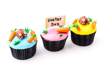 Easter cupcakes isolated white background