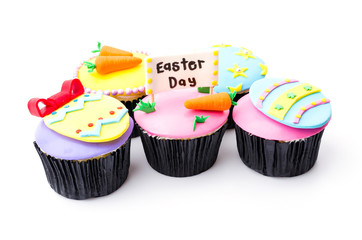 Easter cupcakes isolated white background