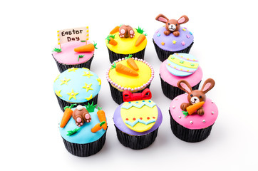 Easter cupcakes isolated white background